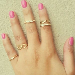 Gold & Crystal Midi Ring Set