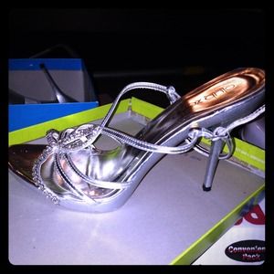 Silver stiletto heels