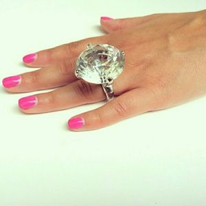 Large Silver Diamond Cocktail Ring