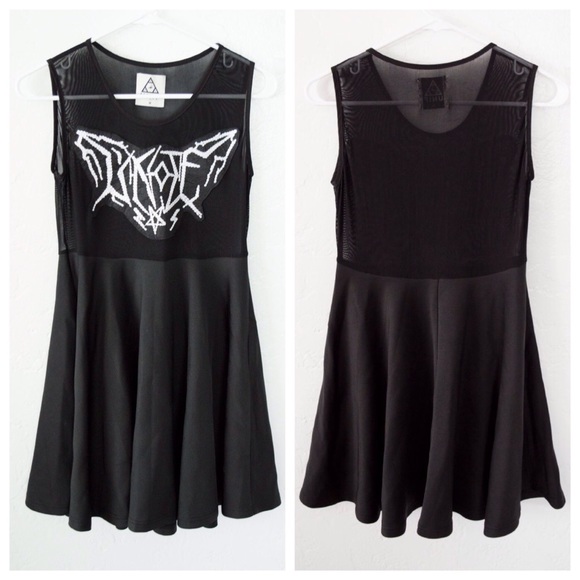 Unif metal mesh slayer black skater dress - Picture 2 of 2