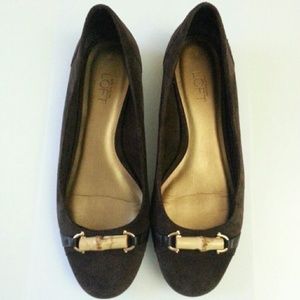 Ann Taylor LOFT Brown Suede Flats