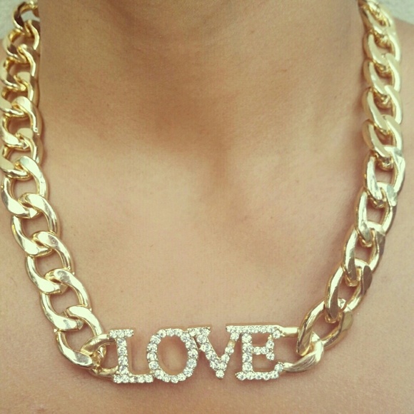 Gold Crystal Love Chain - Picture 1 of 3