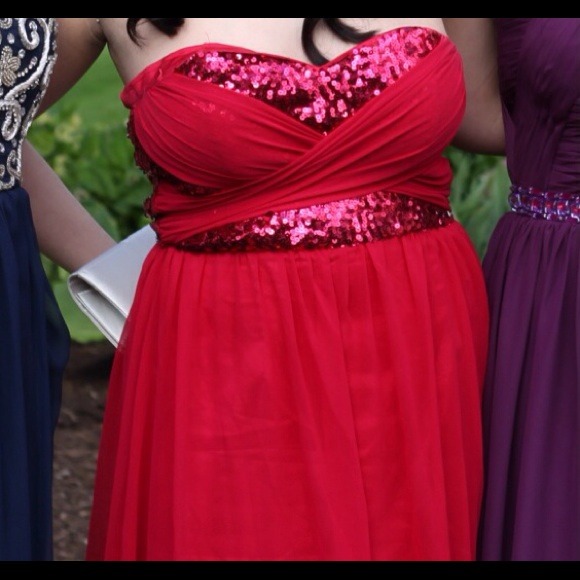Modcloth floorlength red sequined dress!