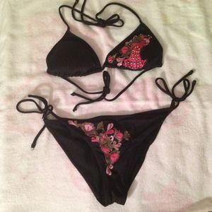 Pink and black bikini/swimsuit