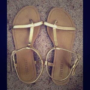 FOREVER 21 gold strap sandals