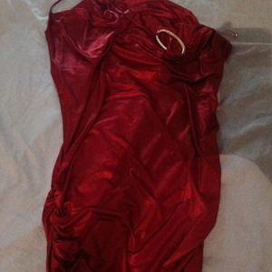 Red club dress with gold accent
