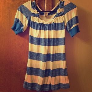 BKE blue and white striped shirt- xs