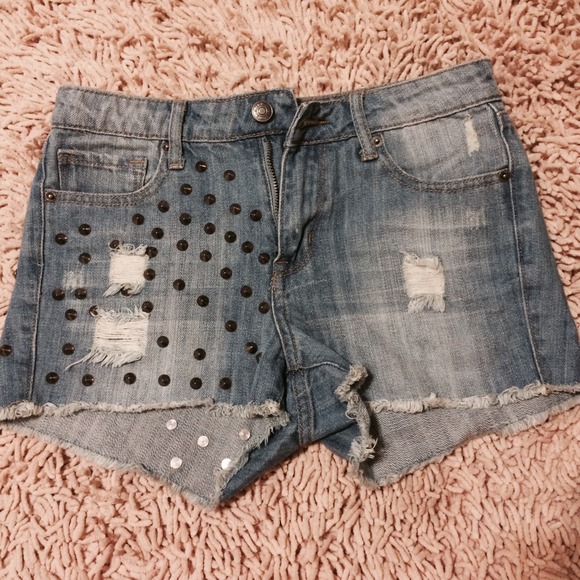 High waisted studded shorts