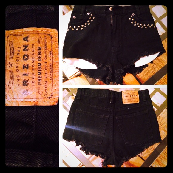 High waisted studded black shorts