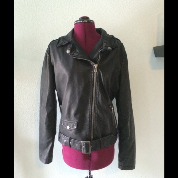 silence + noise vegan leather Moto jacket