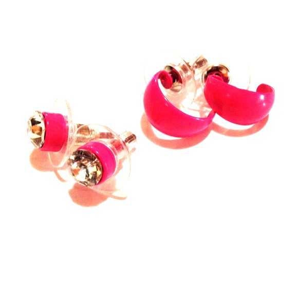 Neon pink earring lot - Picture 1 of 3