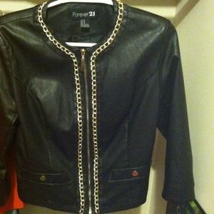 Forever 21 Faux Leather Jacket with Gold