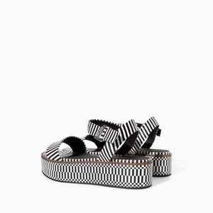 Zara striped block wedge