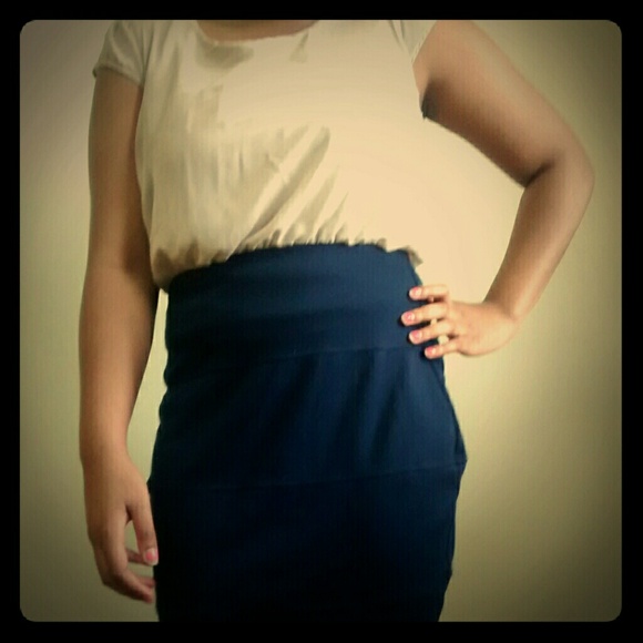 Cream & Dark-Blue Dress