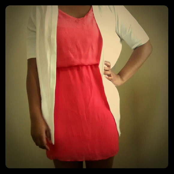 Short, summer, peach- colored dress