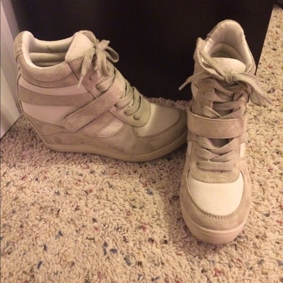 Taupe / Beige Sneaker Wedges