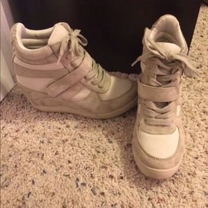 Taupe / Beige Sneaker Wedges