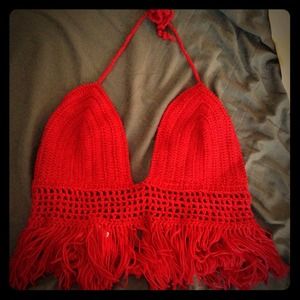 Red Fringe Crochet Top ❤️