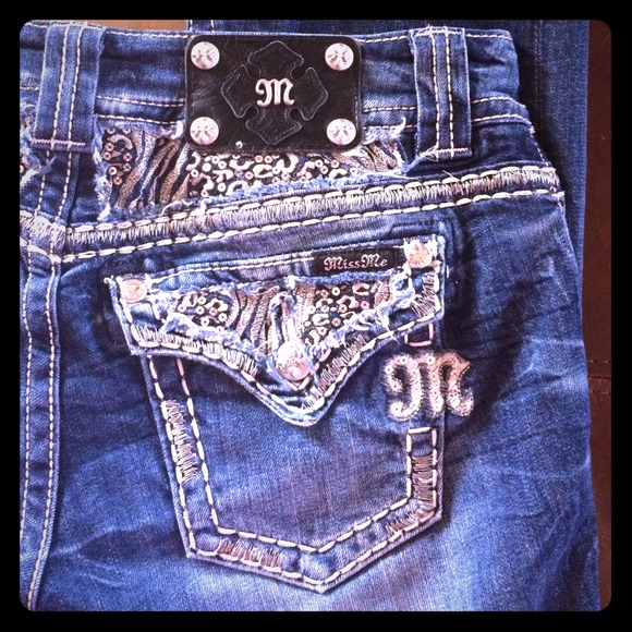 Miss me boot cut jeans sequin flap pockets