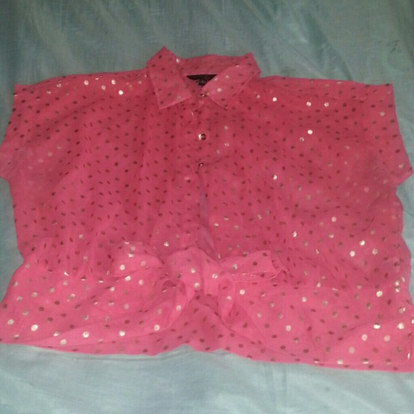 Coral polka dot top