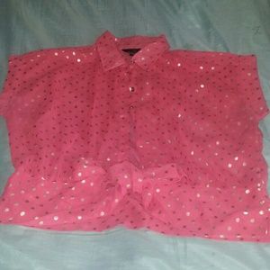 Coral polka dot top