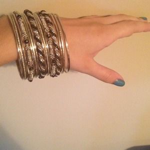 Silver and Black Bangles