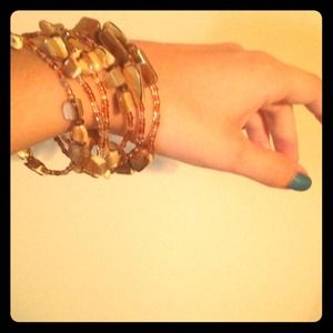 Amber-ish Beaded Bracelet Set