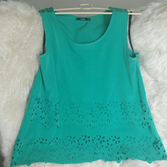 Beautiful bluish green top with cutwork