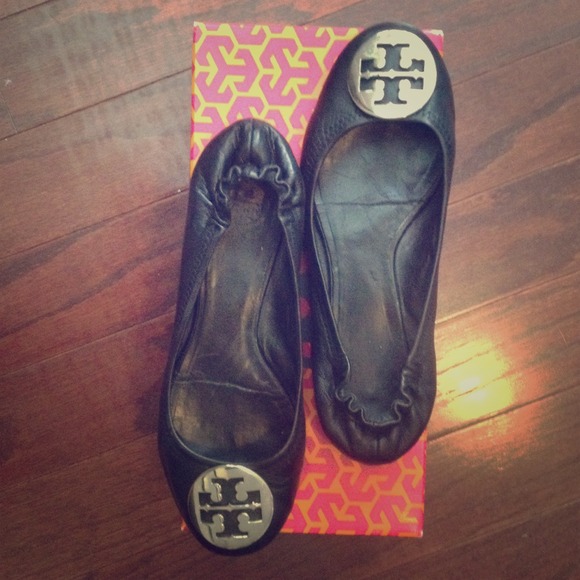 Tory Burch Black/Silver Classic Reva Ballet