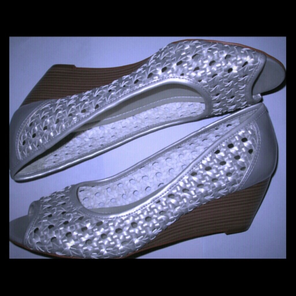 BCBGeneration Shoes - BCBG Generation Wedge Silver Open Toe Shoes