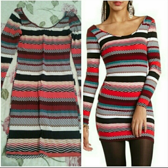 🔴sold🔴 Striped body con dress