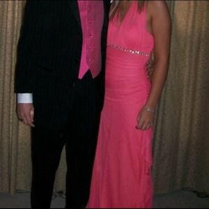 Coral dress with a jewel bodice