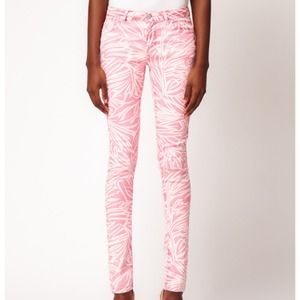 Pink & white zebra print jeans.