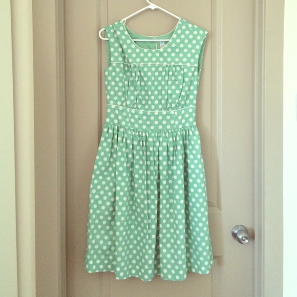 NWOT DownEast Mint Green and White Polka Dot Dress