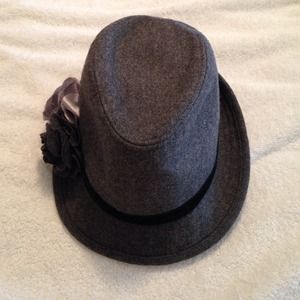 Grey fedora hat