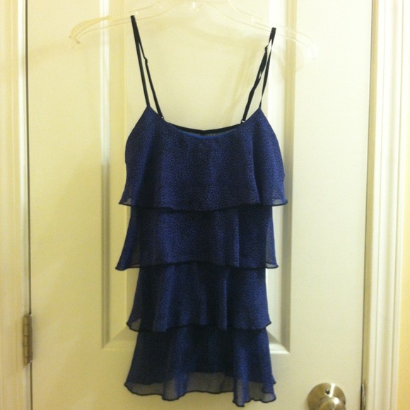 Blue and black leopard print tank top