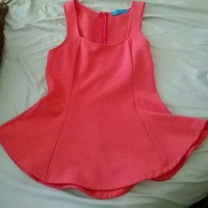 Coral sleeveless peplum