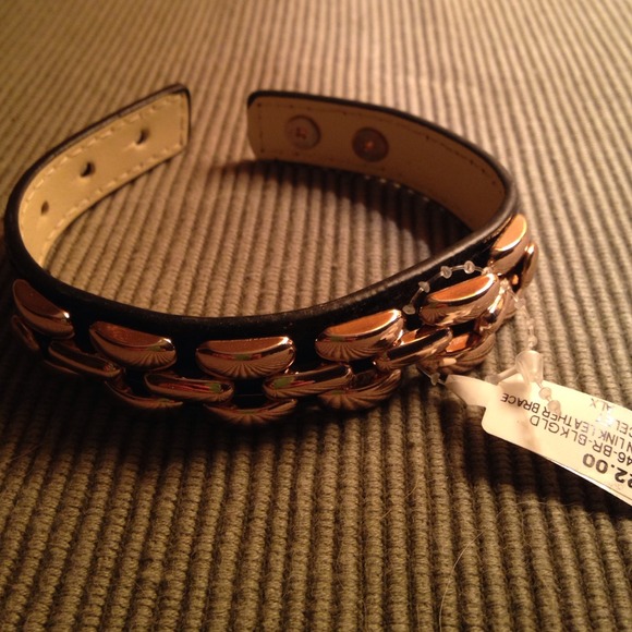 Black leather&chain link bracelet - Picture 1 of 4