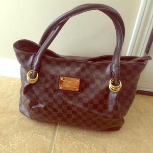 Brown Checkered Tote