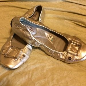 Silver Ballet Flats
