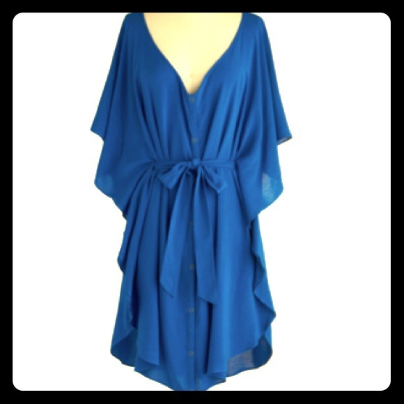 Jack Dresses & Skirts - Electric Blue Button Down Smock Dress w/ belt