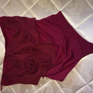 Maroon bodysuit.