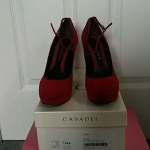 New in Box Casadei Red Suede Pumps sz 10. 5