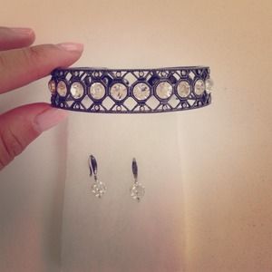 House of Harlow gunmetal crystal pave cuff