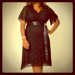 Host Pick! black lace dress with rhinestone brooch