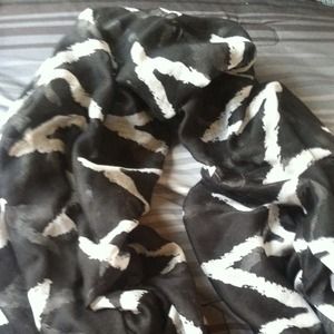 Gray and white infinity scarf