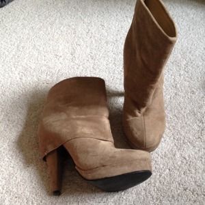 Brown heeled booties