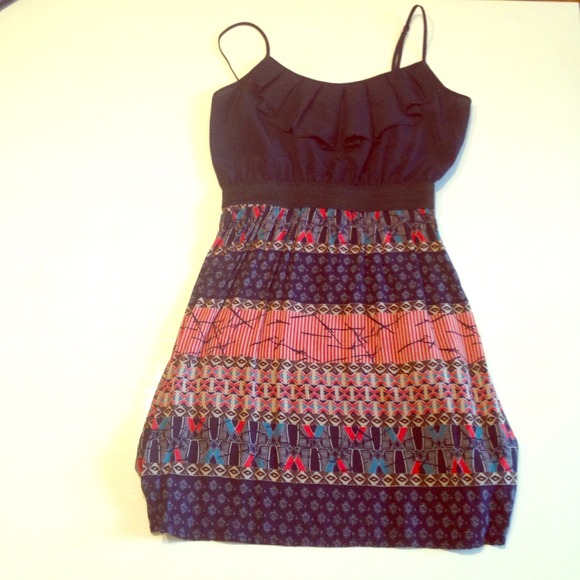 Navy and red ruffle sundress