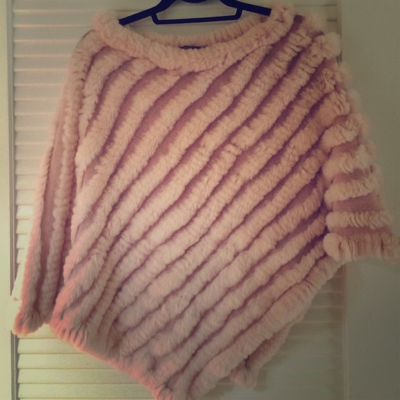 BCBGMaxAzria rabbit fur poncho/pullover