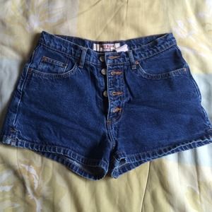 Dark blue button up shorts